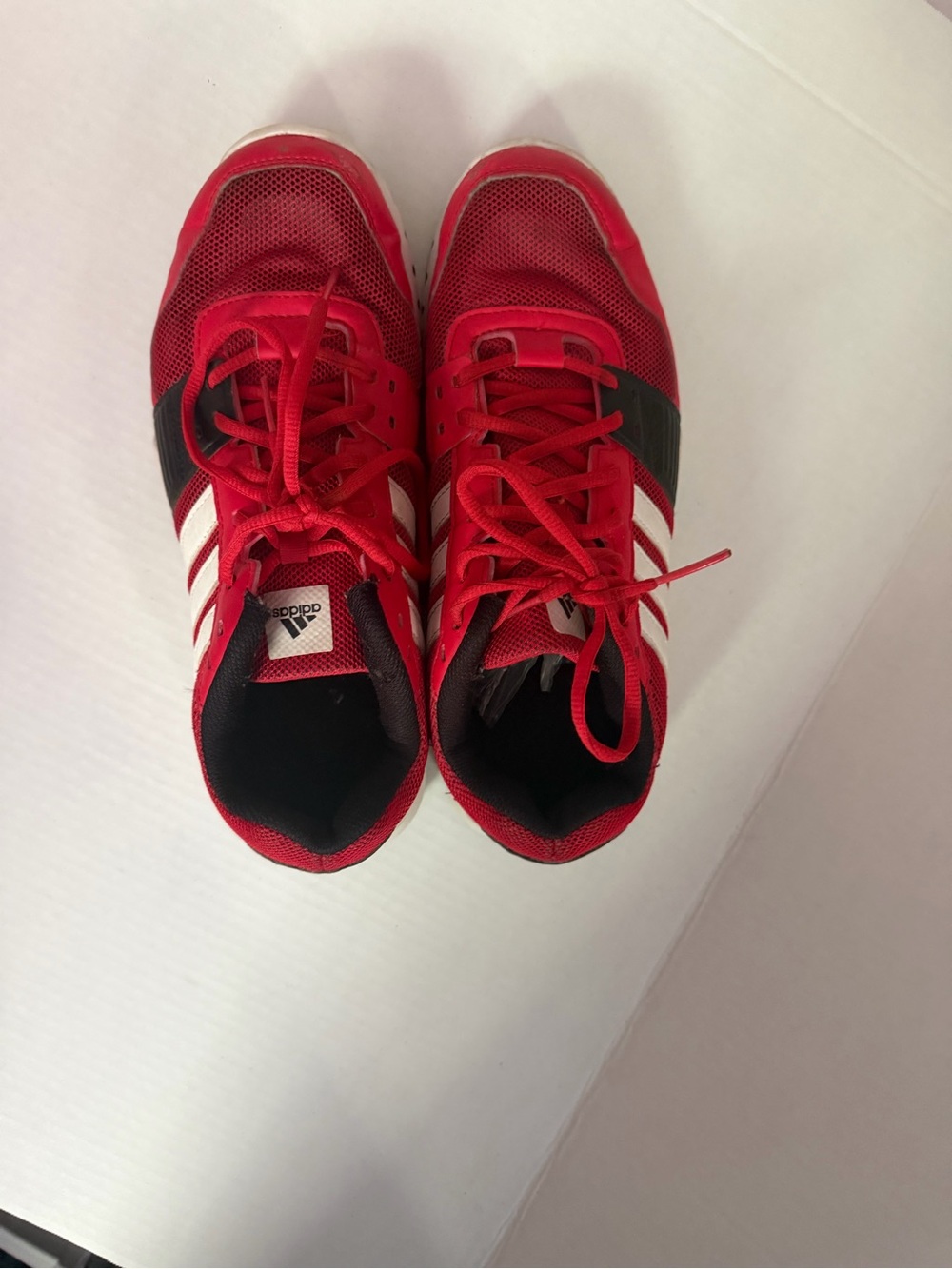 #201 Adidas Men’s Red and White Lace-Up Sneakers